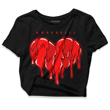 Jordan 1 Retro High OG "Satin Bred" DopeSkill Women's Crop Top Slime Drip Heart Graphic Streetwear - Black