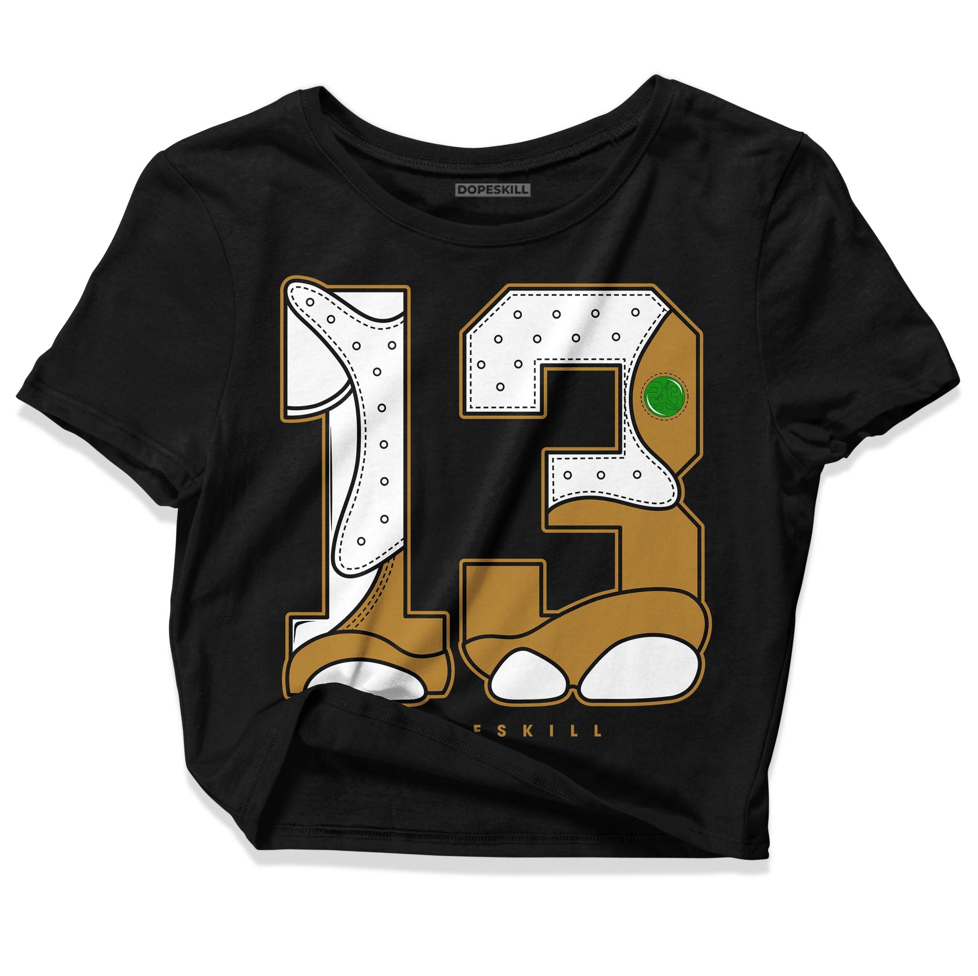 Jordan 13 Wheat 2023 DopeSkill Women's Crop Top No.13 Graphic Streetwear - Black