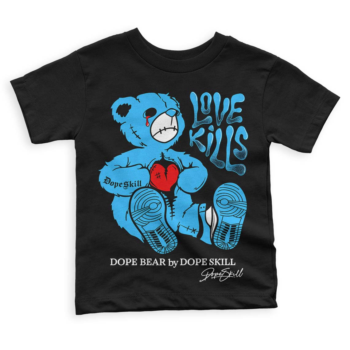 Jordan 1 High Retro OG “University Blue” DopeSkill Toddler Kids T-shirt Love Kills Graphic Streetwear - Black