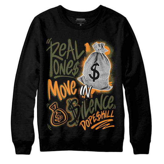 Jordan 5 “Olive” DopeSkill Sweatshirt Real Ones Move In Silence Graphic Streetwear - Black 