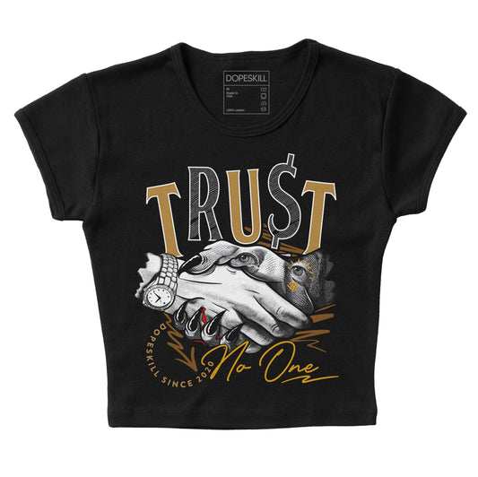 Jordan 13 Wheat 2023 DopeSkill Women's Crop Top Trust No One Graphic Streetwear - Black