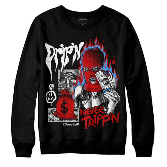 Jordan 1 Low OG “Black Toe” DopeSkill Sweatshirt Drip'n Never Tripp'n Graphic Streetwear - Black