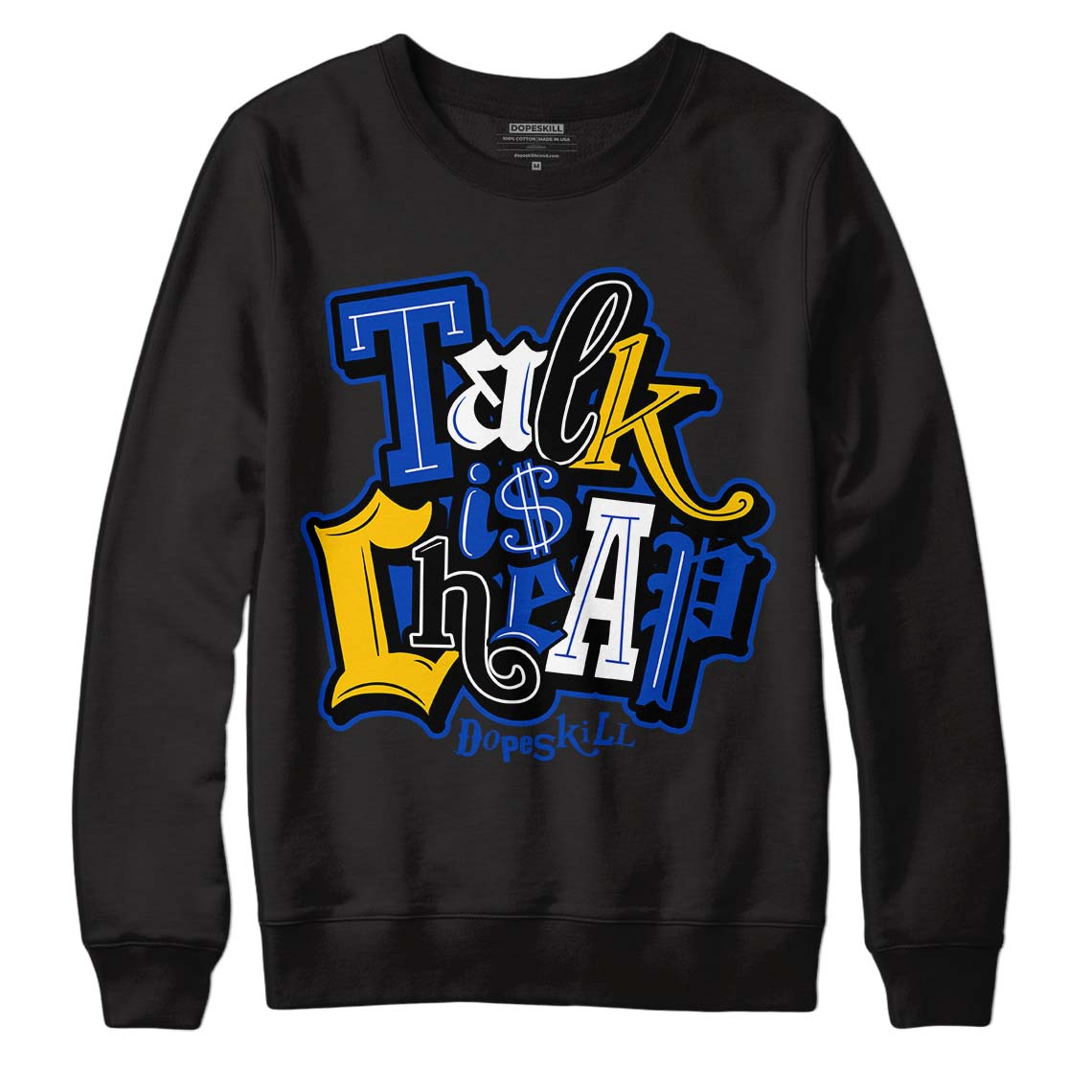 Jordan 14 “Laney” DopeSkill Sweatshirt Talk Is Chip Graphic Streetwear - Black