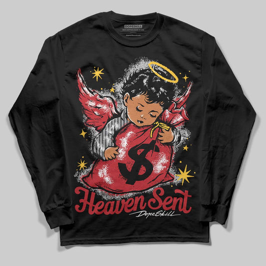 Jordan 14 Retro Ferrari (2025) DopeSkill Long Sleeve T-Shirt Heaven Sent Graphic Streetwear - Black