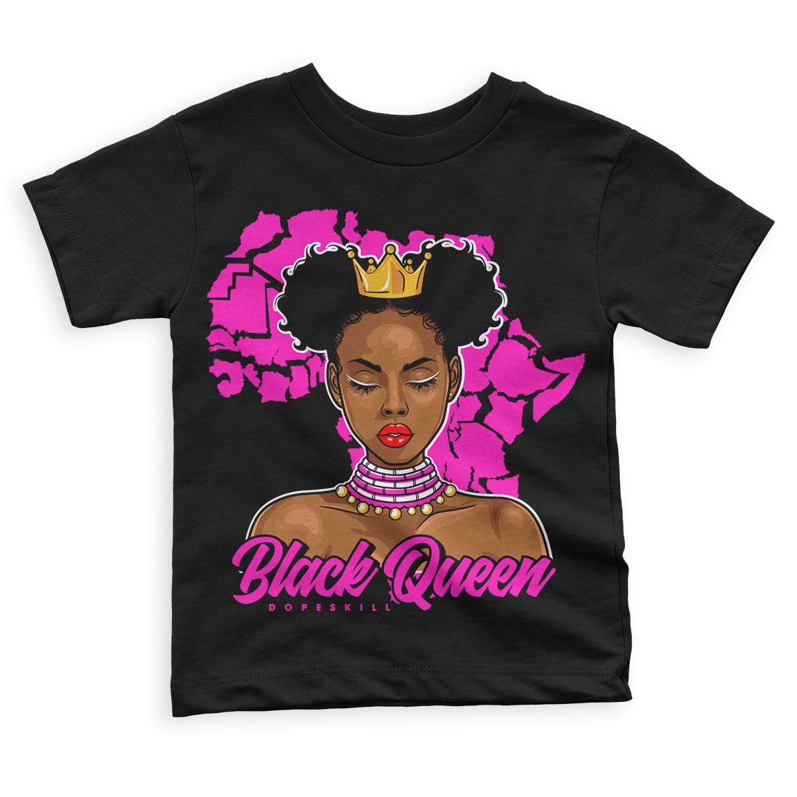 Dunk Low GS “Active Fuchsia” DopeSkill Toddler Kids T-shirt Black Queen Graphic Streetwear - Black