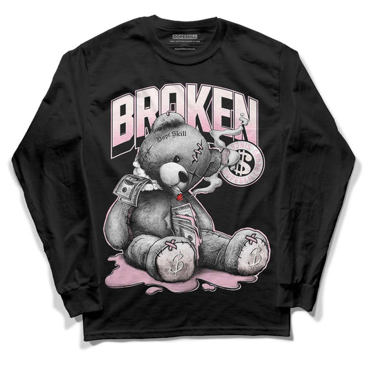 Dunk Low LX Pink Foam DopeSkill Long Sleeve T-Shirt Sick Bear Graphic Streetwear - Black