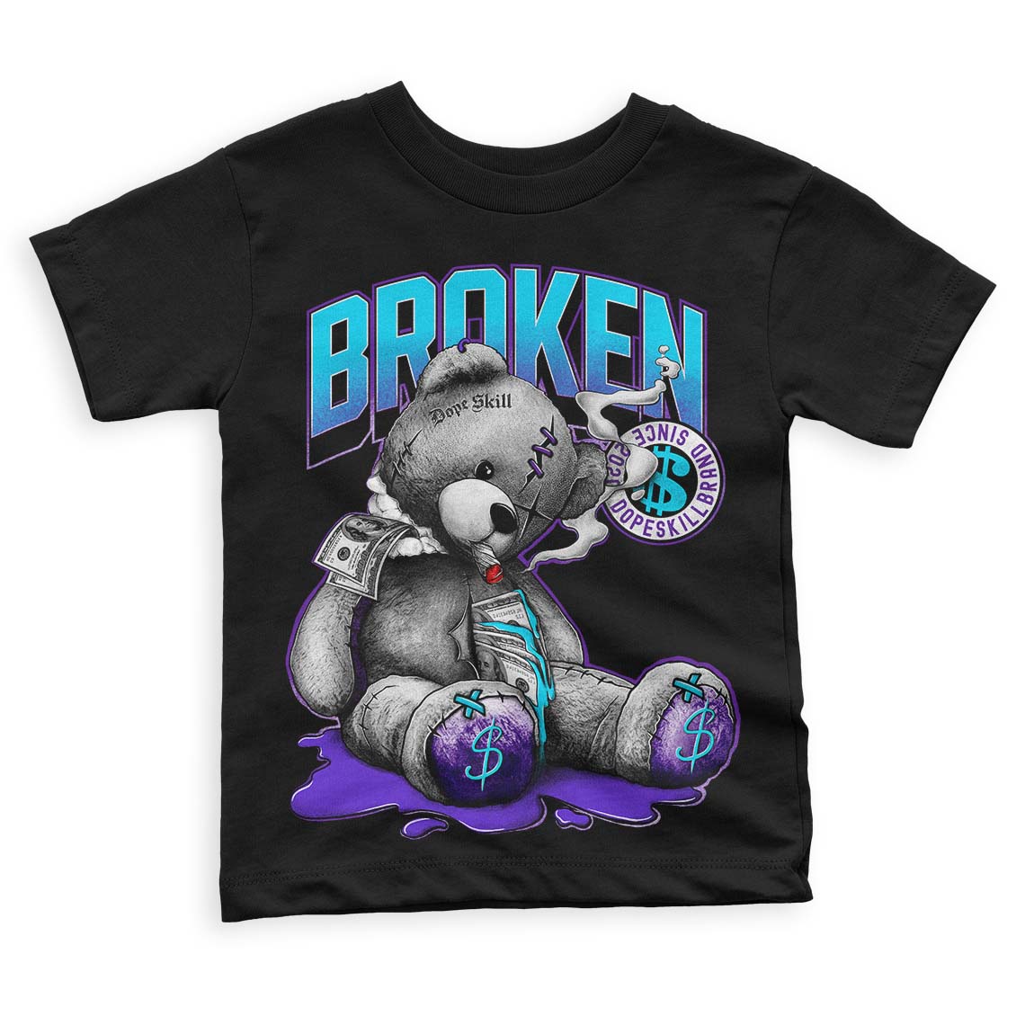 Jordan 6 "Aqua" DopeSkill Toddler Kids T-shirt Sick Bear Graphic Streetwear - Black 