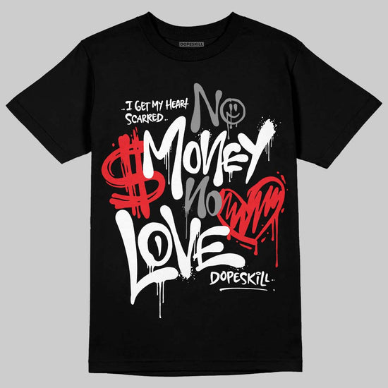 Rick Owens Leather Low Sneaker Black And Milk DopeSkill T-Shirt No Money No Love Typo Graphic Streetwear - Black