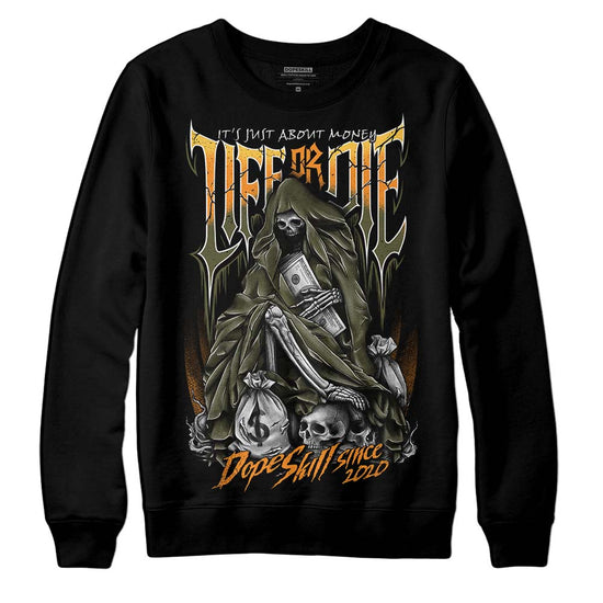 Jordan 5 "Olive" DopeSkill Sweatshirt Life or Die Graphic Streetwear - Black