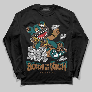 Adidas Samba OG Leopard Pack Collegiate Green DopeSkill Long Sleeve T-Shirt Born To Be Rich Graphic Streetwear - Black