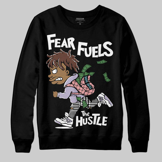 Harris Tweed x Dunk Low Denim Turquoise and Baroque Brown DopeSkill Sweatshirt Fear Fuels The Hustle Graphic Streetwear - black