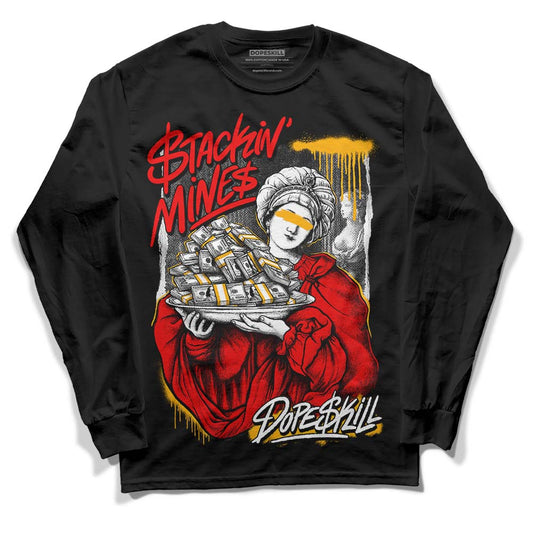 Red Sneakers DopeSkill Long Sleeve T-Shirt Stackin Mines Graphic Streetwear - Black