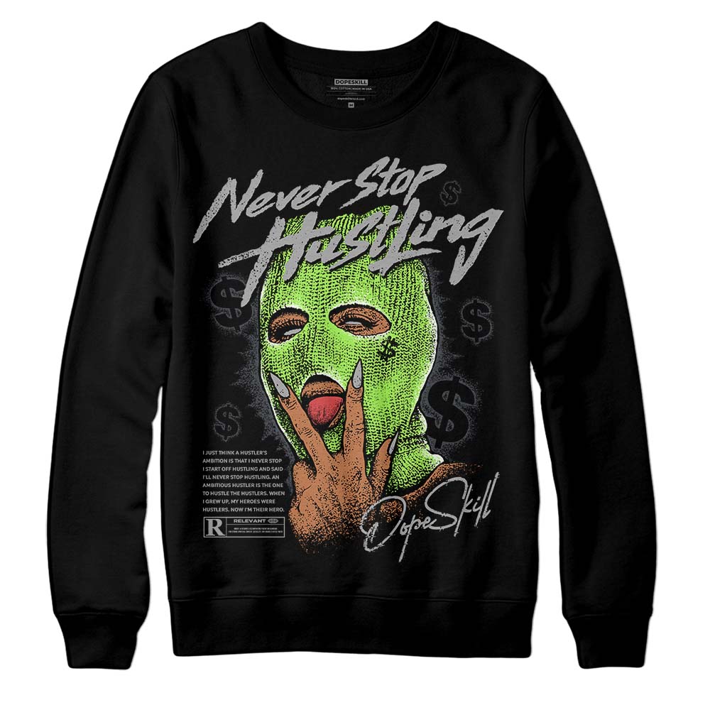 Jordan 5 Green Bean DopeSkill Sweatshirt Never Stop Hustling Graphic Streetwear - Black
