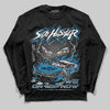 Jordan 4 Retro Military Blue DopeSkill Long Sleeve T-Shirt Flexin' Graphic Streetwear - Black