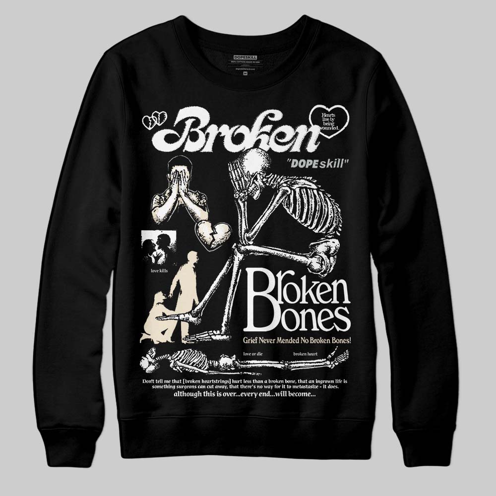 Jordan 5 Retro Reverse Metallic DopeSkill Sweatshirt Broken Bones Graphic Streetwear - Black