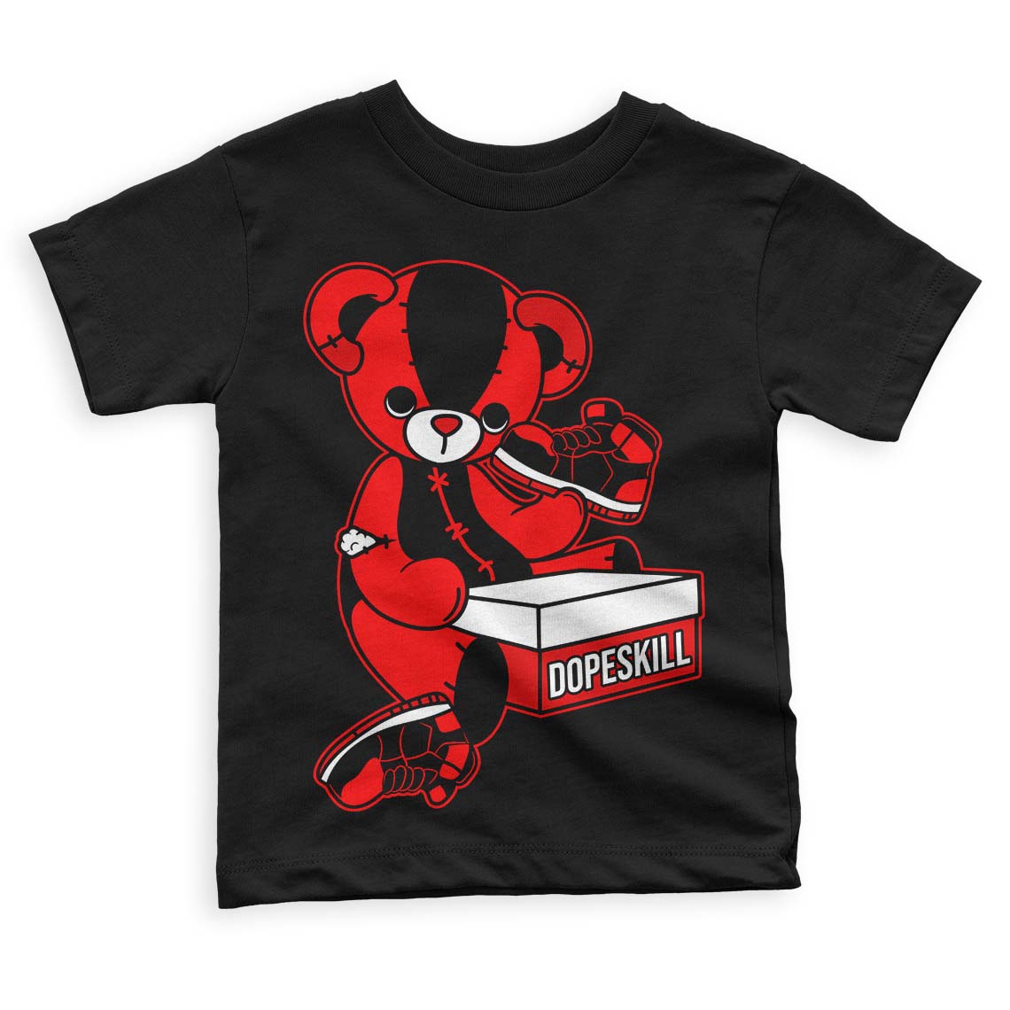 Jordan 1 Retro High OG "Satin Bred" DopeSkill Toddler Kids T-shirt Sneakerhead BEAR Graphic Streetwear - Black