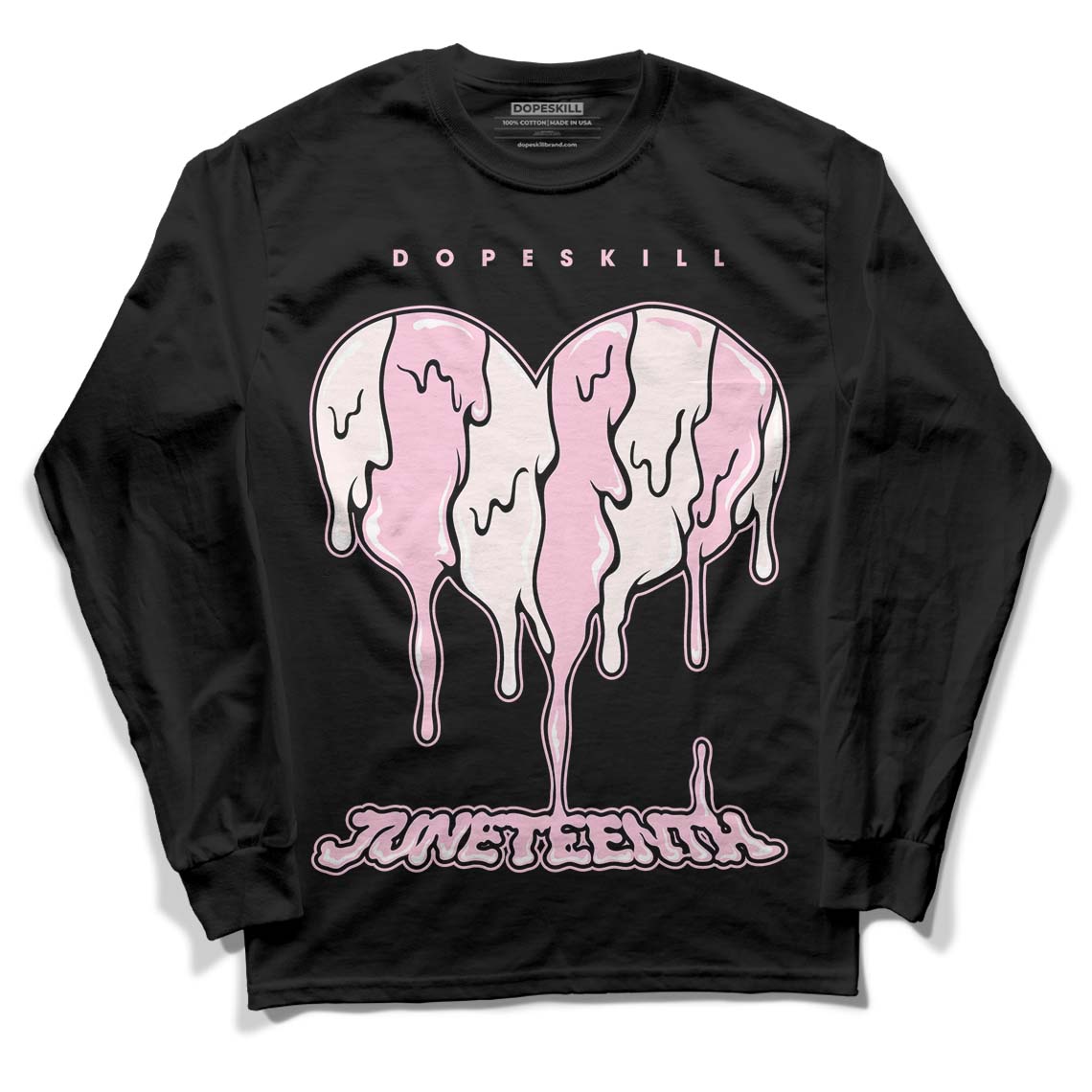 Dunk Low LX Pink Foam DopeSkill Long Sleeve T-Shirt Juneteenth Heart Graphic Streetwear - Black