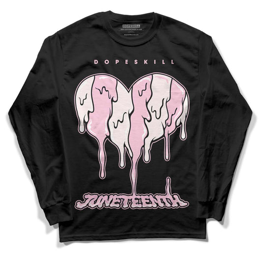 Dunk Low LX Pink Foam DopeSkill Long Sleeve T-Shirt Juneteenth Heart Graphic Streetwear - Black