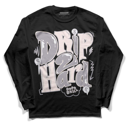 Jordan 2 Cement Grey DopeSkill Long Sleeve T-Shirt Drip Too Hard Graphic Streetwear - Black