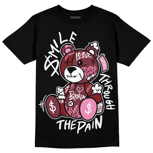 Jordan 1 Retro High OG “Team Red” DopeSkill T-Shirt Smile Through The Pain Graphic Streetwear - Black