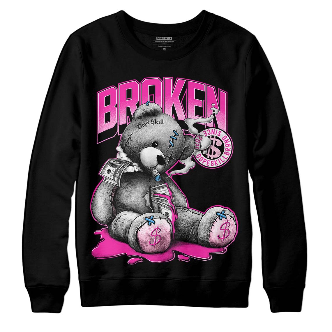 Pink Sneakers DopeSkill Sweatshirt Sick Bear Graphic Streetwear - Black