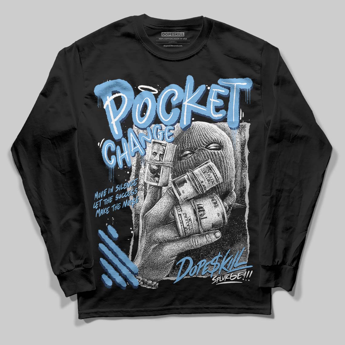 Jordan 4 SB “Summit White/Navy” DopeSkill Long Sleeve T-Shirt Pocket Change Graphic Streetwear - Black