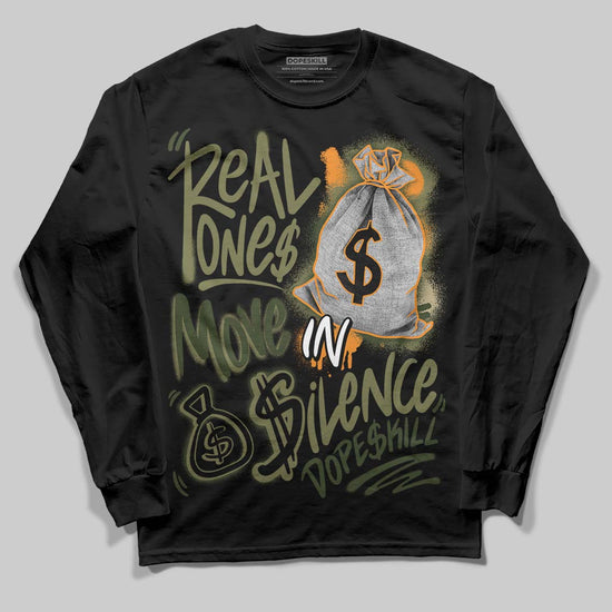 Olive Sneakers DopeSkill Long Sleeve T-Shirt Real Ones Move In Silence Graphic Streetwear - Black