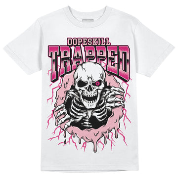 AJ 1 Mid Coral Chalk DopeSkill T-Shirt Trapped Halloween Rush Pink Graphic