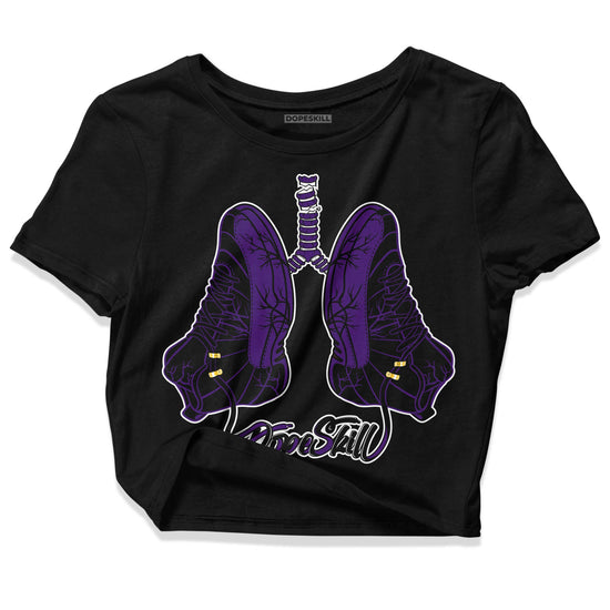 Jordan 12 "Field Purple" DopeSkill Women's Crop Top Breathe Graphic Streetwear - Black