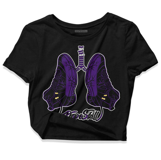 Jordan 12 "Field Purple" DopeSkill Women's Crop Top Breathe Graphic Streetwear - Black