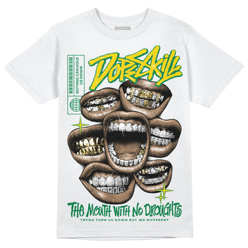 Green Sneakers DopeSkill T-Shirt The Mouth With No Droughts Graphic Streetwear - White