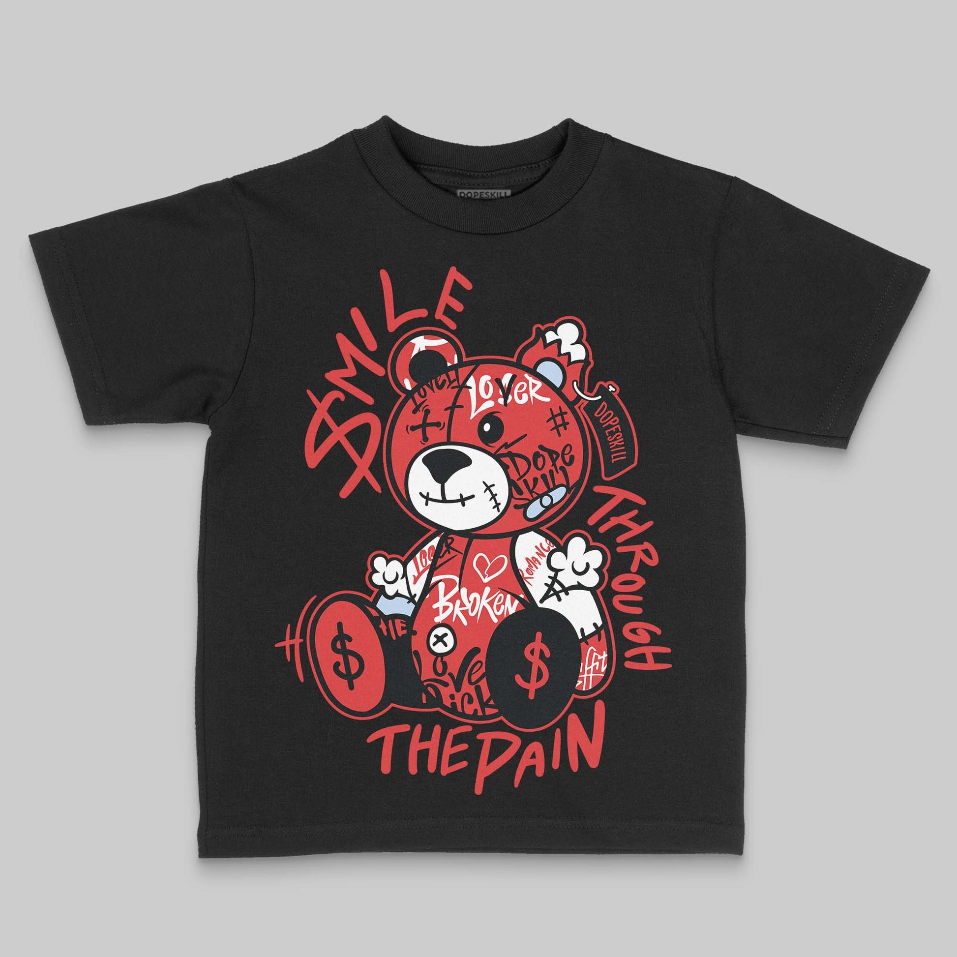 Jordan 6 “Reverse Infrared” DopeSkill Toddler Kids T-shirt Smile Through The Pain Graphic Streetwear - Black