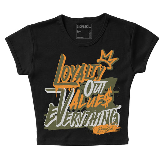 Jordan 5 "Olive" DopeSkill Women's Crop Top LOVE Graphic Streetwear - Black