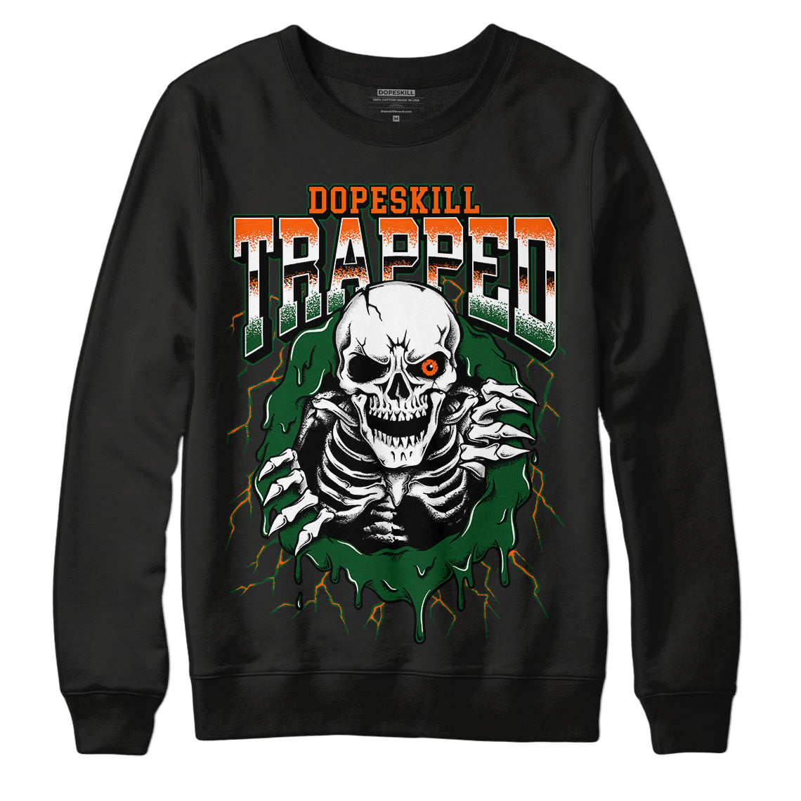 Dunk Low Team Dark Green Orange DopeSkill Sweatshirt Trapped Halloween Graphic Streetwear - Black