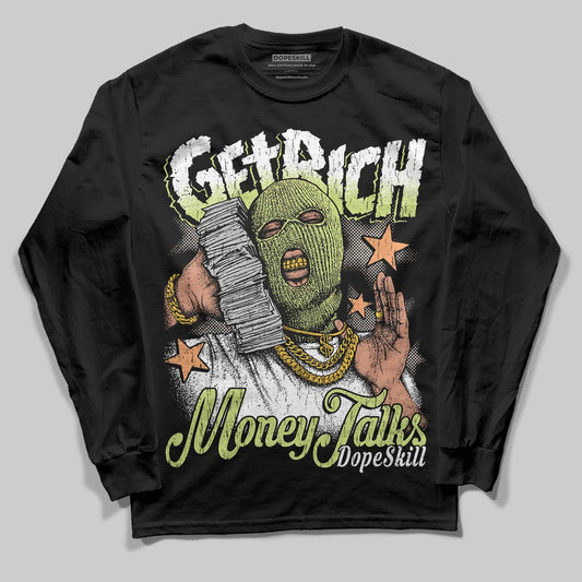 Jordan 5 “Luminous Green” DopeSkill Long Sleeve T-Shirt Get Rich Graphic Streetwear - Black