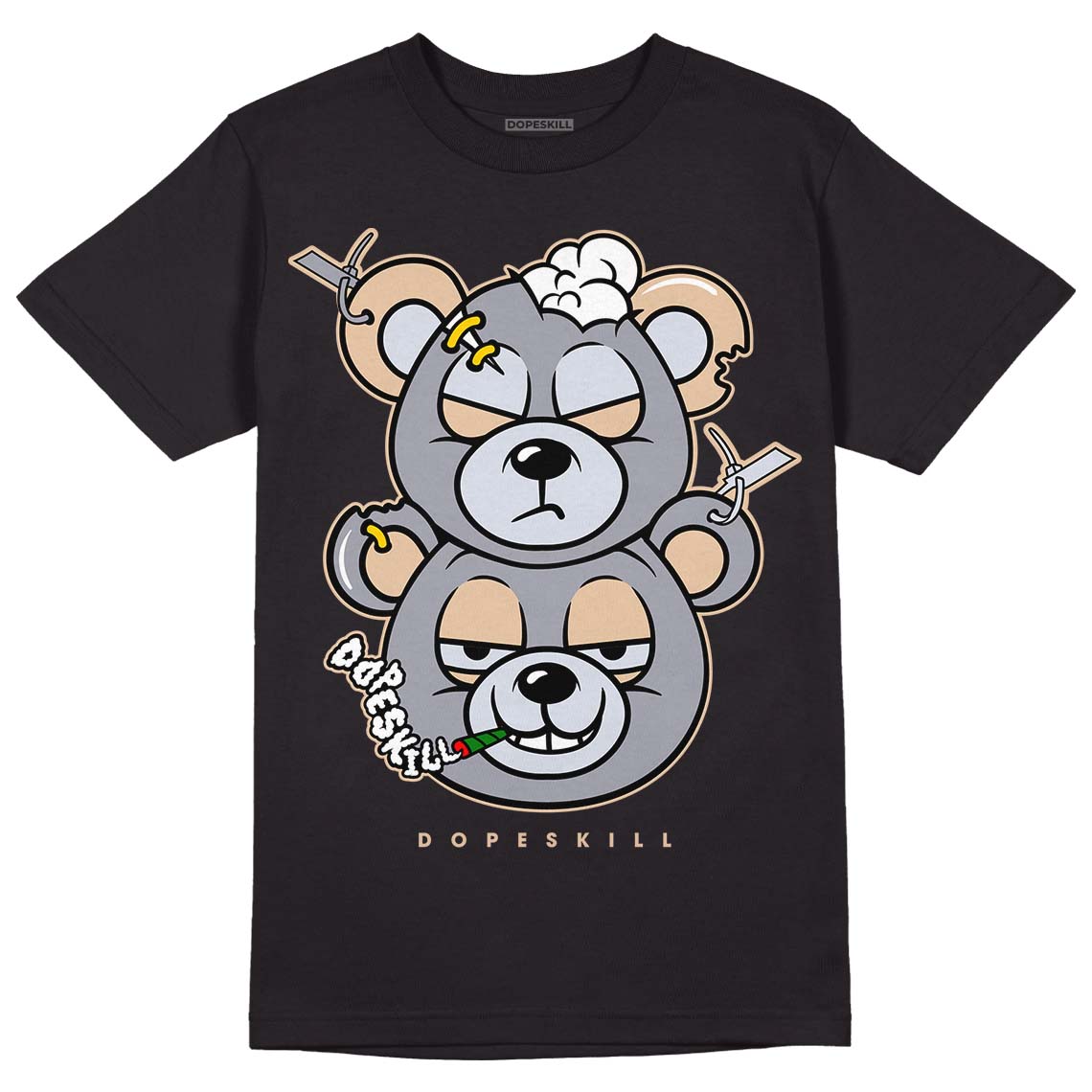 Jordan 4 Retro Frozen Moments DopeSkill T-Shirt New Double Bear Graphic Streetwear - Black