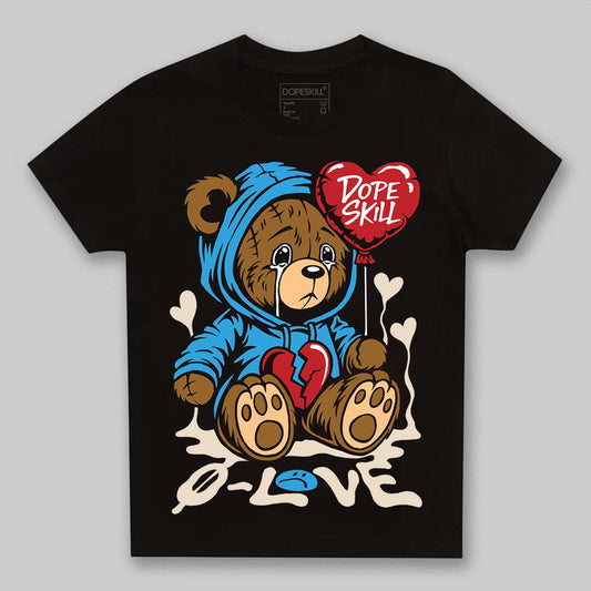 Jordan 1 High OG “UNC” Reimagined DopeSkill Toddler Kids T-shirt Broken Bear Graphic Streetwear - Black