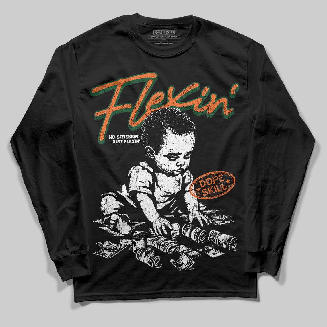 SoleFly x Air Jordan 3 “Fruits Of Our Labor” DopeSkill Long Sleeve T-Shirt Flexin' Graphic Streetwear - black