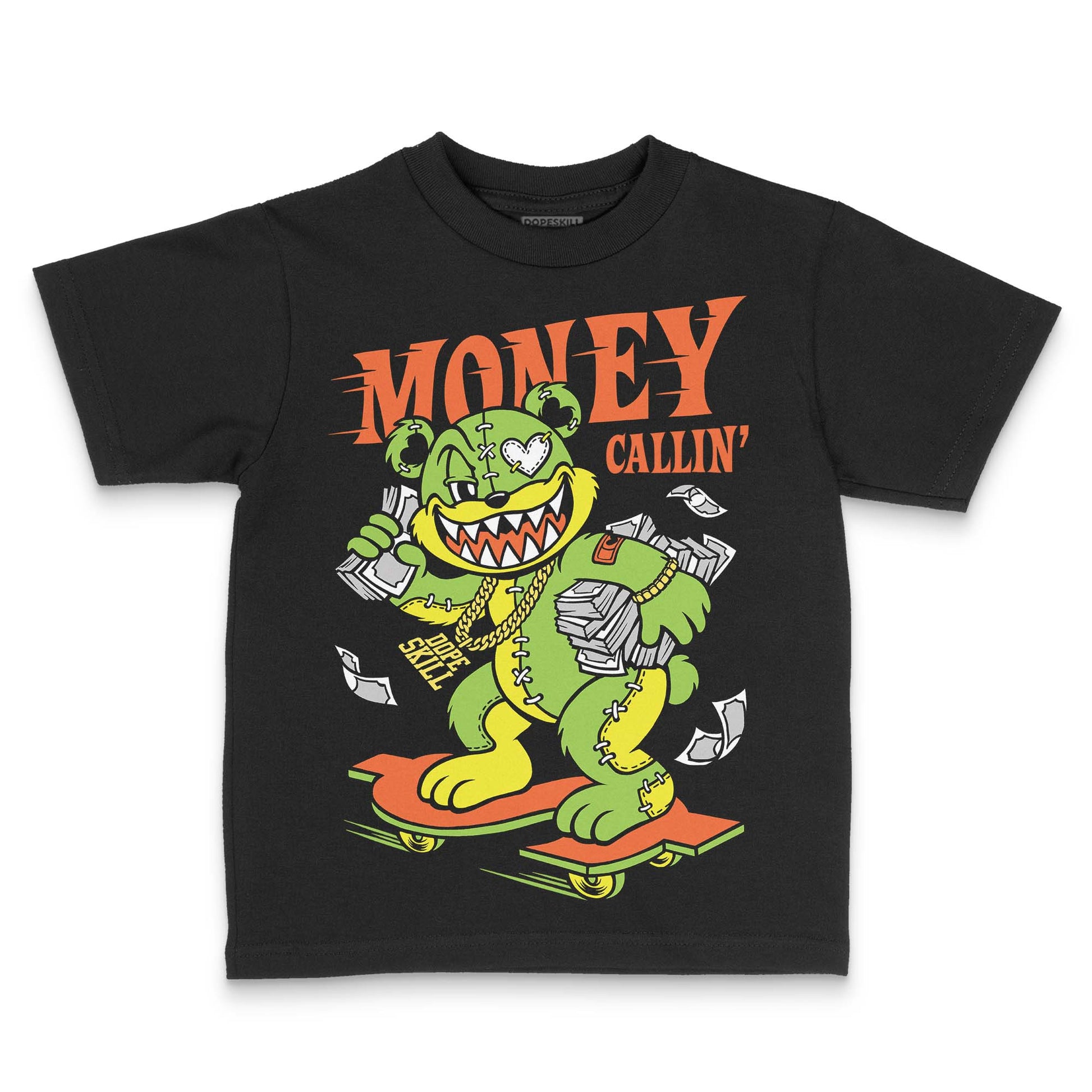 Neon Green Sneakers DopeSkill Toddler Kids T-shirt Money Callin' Graphic Streetwear - Black