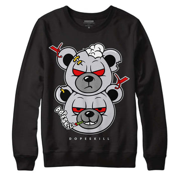 Jordan 2 Retro "Black Cement" DopeSkill Sweatshirt New Double Bear Graphic Streetwear - Black