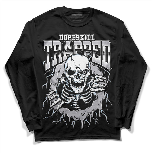 Jordan 11 Retro Low Cement Grey DopeSkill Long Sleeve T-Shirt Trapped Halloween Graphic Streetwear - Black