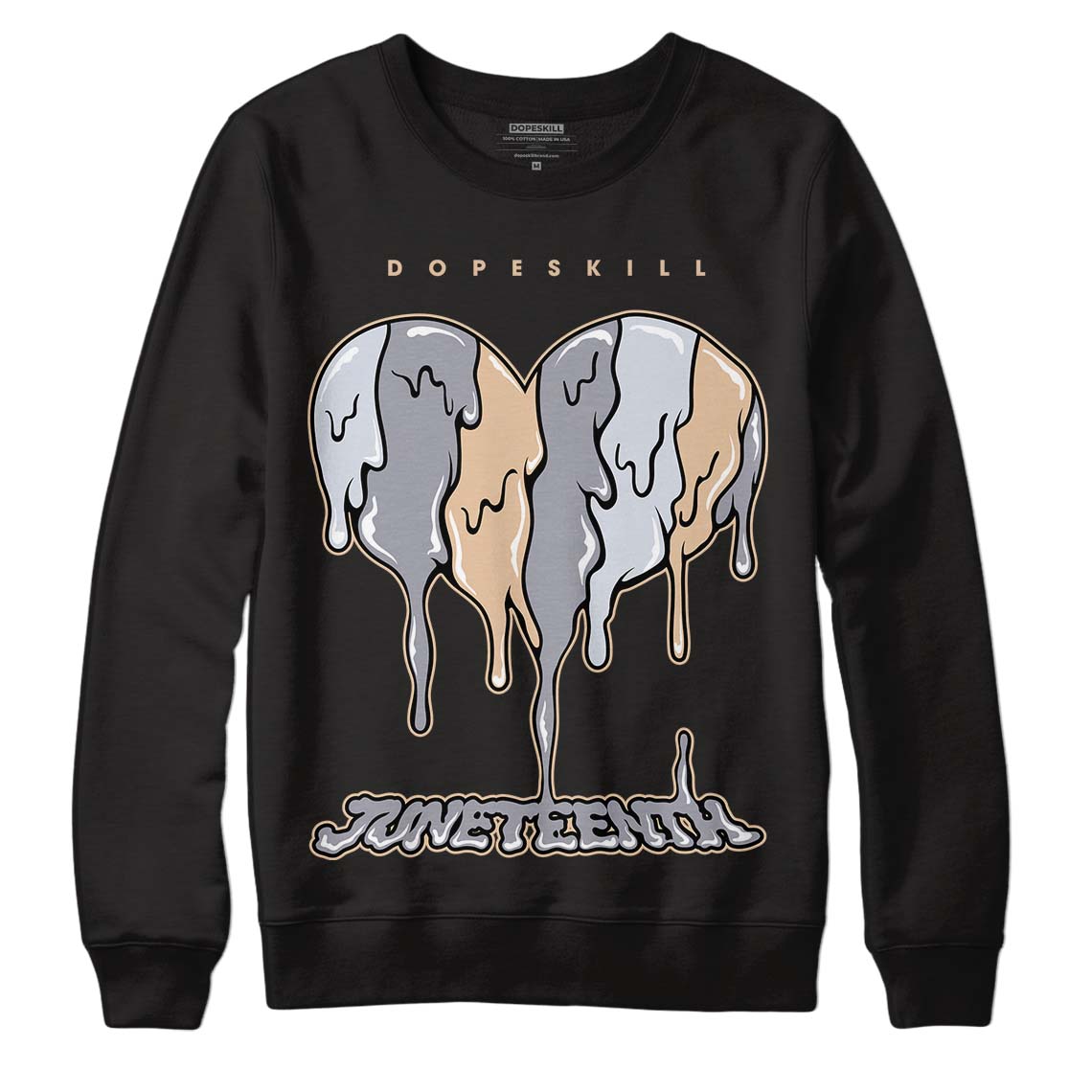 Jordan 4 Retro Frozen Moments DopeSkill Sweatshirt Juneteenth Heart Graphic Streetwear - Black 