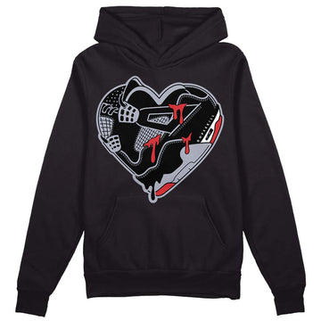 Jordan 4 “Bred Reimagined” DopeSkill Hoodie Sweatshirt Heart Jordan 4 Graphic Streetwear - Black