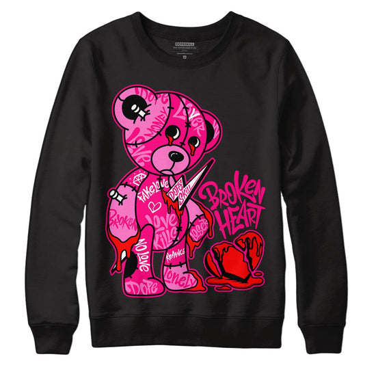 Jordan 1 Low GS “Fierce Pink” Dopeskill Sweatshirt Broken Heart Graphic Streetwear - Black