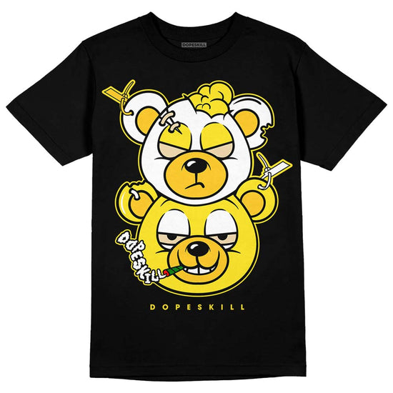 Jordan 4 Retro “Vivid Sulfur” DopeSkill T-Shirt New Double Bear Graphic Streetwear - Black