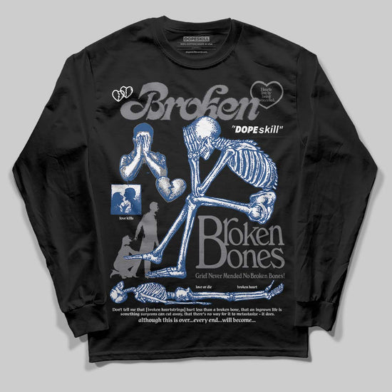 Jordan 9 Retro 'Flint Grey' 2026 DopeSkill Long Sleeve T-Shirt Broken Bones Graphic Streetwear - Black