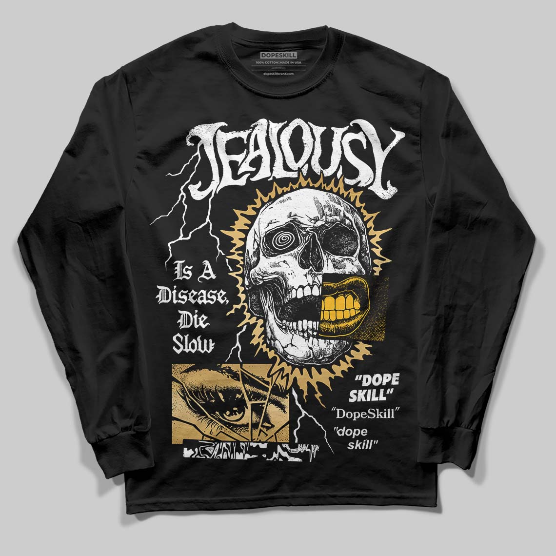 Jordan 12 Retro 'Taxi' 2025 DopeSkill Long Sleeve T-Shirt Jealousy Graphic Streetwear - Black