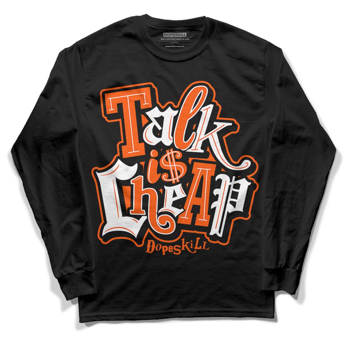 MSCHF Super Normal 2 Orange Milk DopeSkill Long Sleeve T-Shirt Talk Is Chip Graphic Streetwear - Black