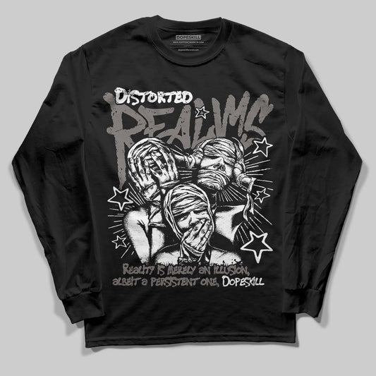 Jordan 4 Retro Cave Stone DopeSkill Long Sleeve T-Shirt Distorted Realms Graphic Streetwear - Black
