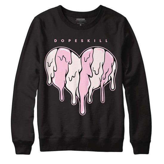 Dunk Low LX Pink Foam DopeSkill Sweatshirt Slime Drip Heart Graphic Streetwear - Black